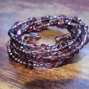 Vintage Amethyst Memory Wire Wrap Bracelet
